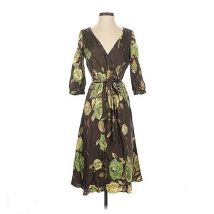 Banana Republic Green Floral Silk Midi Dress